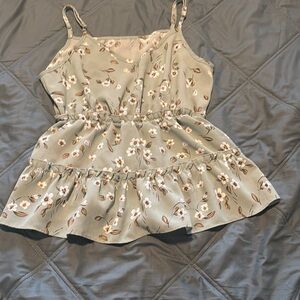 American Eagle Outfitters Cream Smocked Ruffled Camisole